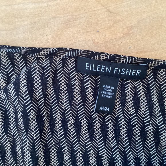 Eileen Fisher Black Tan Silk Tank Medium - Picture 5 of 6